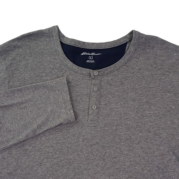 Eddie Bauer Other - Eddie Bauer Men's Large Gray Long Sleeve Henley Shirt 3 Button